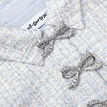 Blue Boucle Bow Midi Dress
