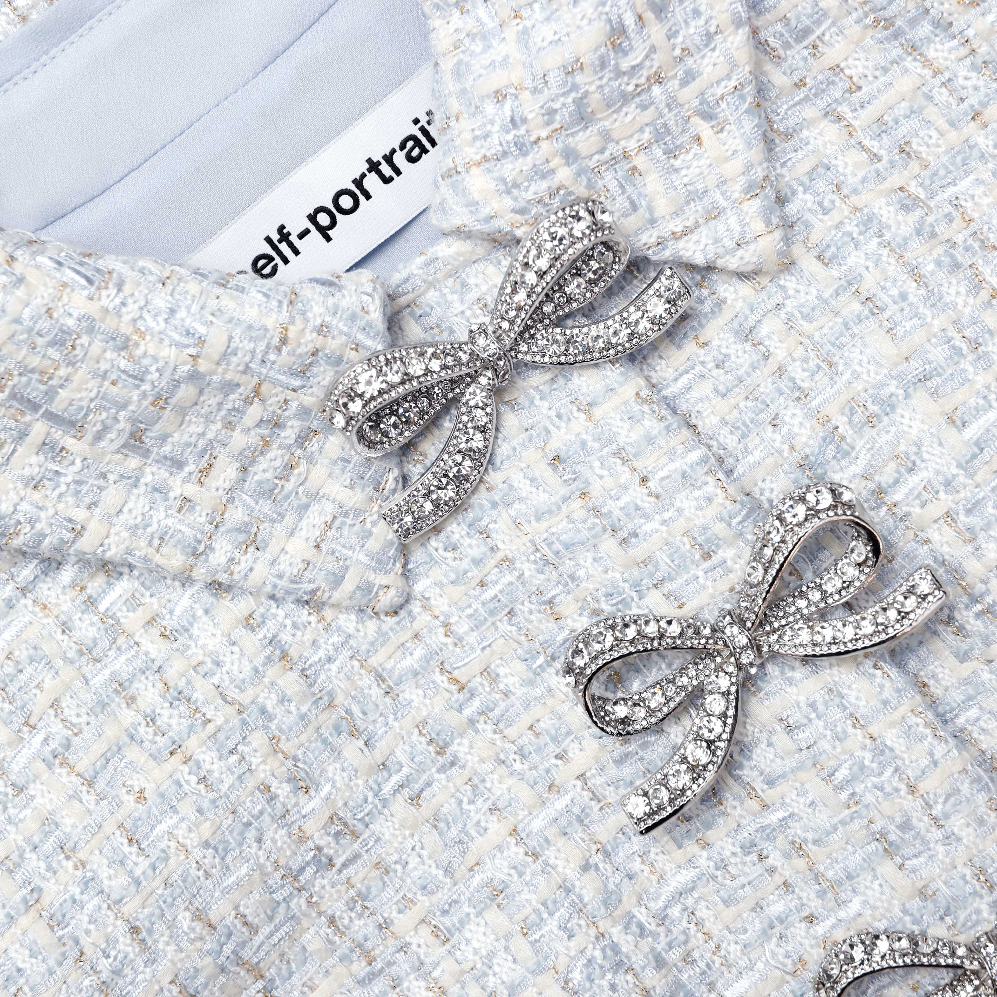 Blue Boucle Bow Midi Dress