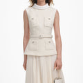 Cream Boucle Sleeveless Midi Dress