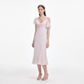 Pink Georgette Frill Midi Dress