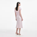 Pink Georgette Frill Midi Dress