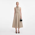 Beige Twill Midi Dress
