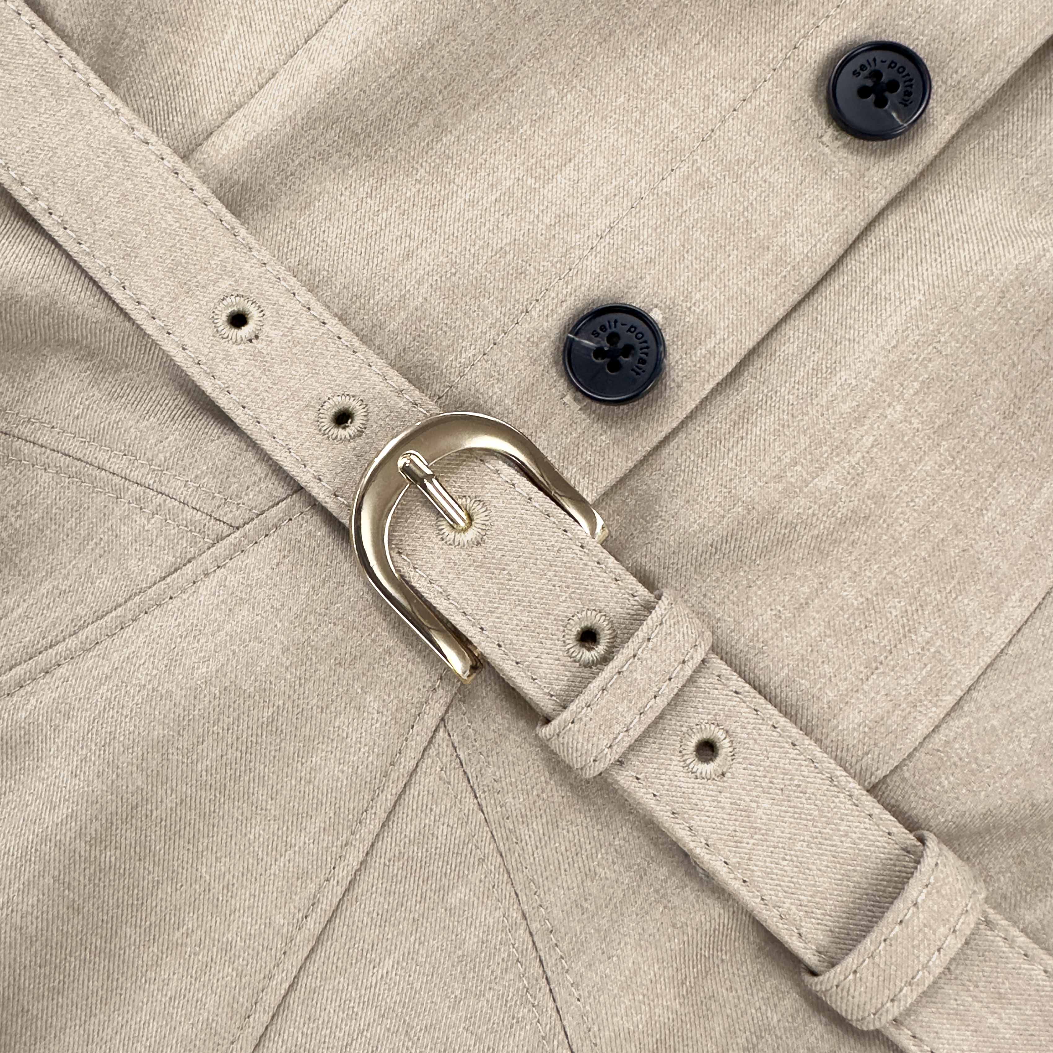 Beige Twill Midi Dress