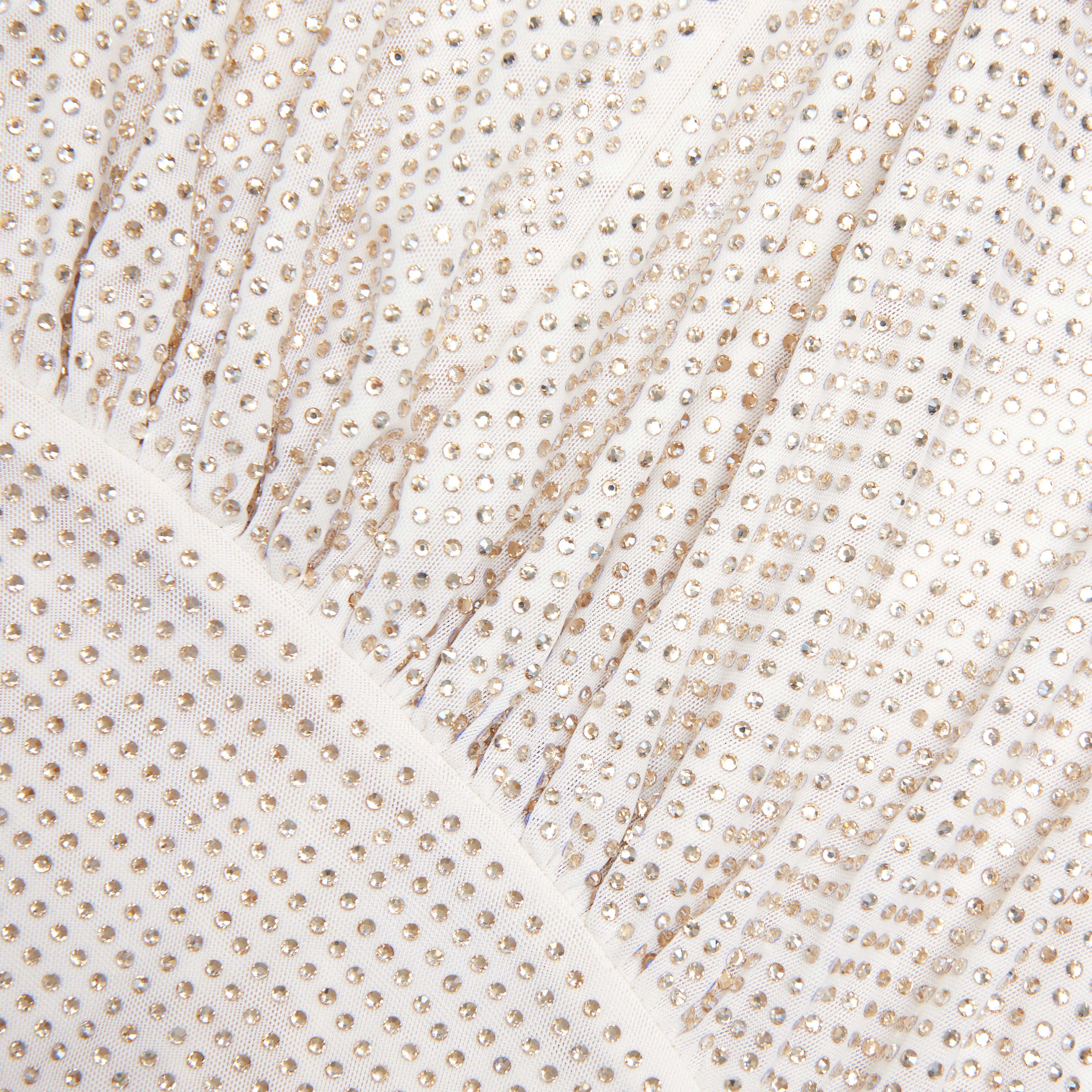 Champagne Rhinestone Cut Out Maxi Dress