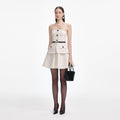 Cream Boucle Bandeau Mini Dress