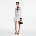White Pointelle Knit Contrast Mini Dress