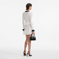 White Pointelle Knit Contrast Mini Dress