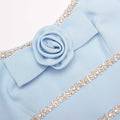 Blue Crepe Crystal Trim Maxi Dress