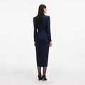 Navy Satin Midi Dress