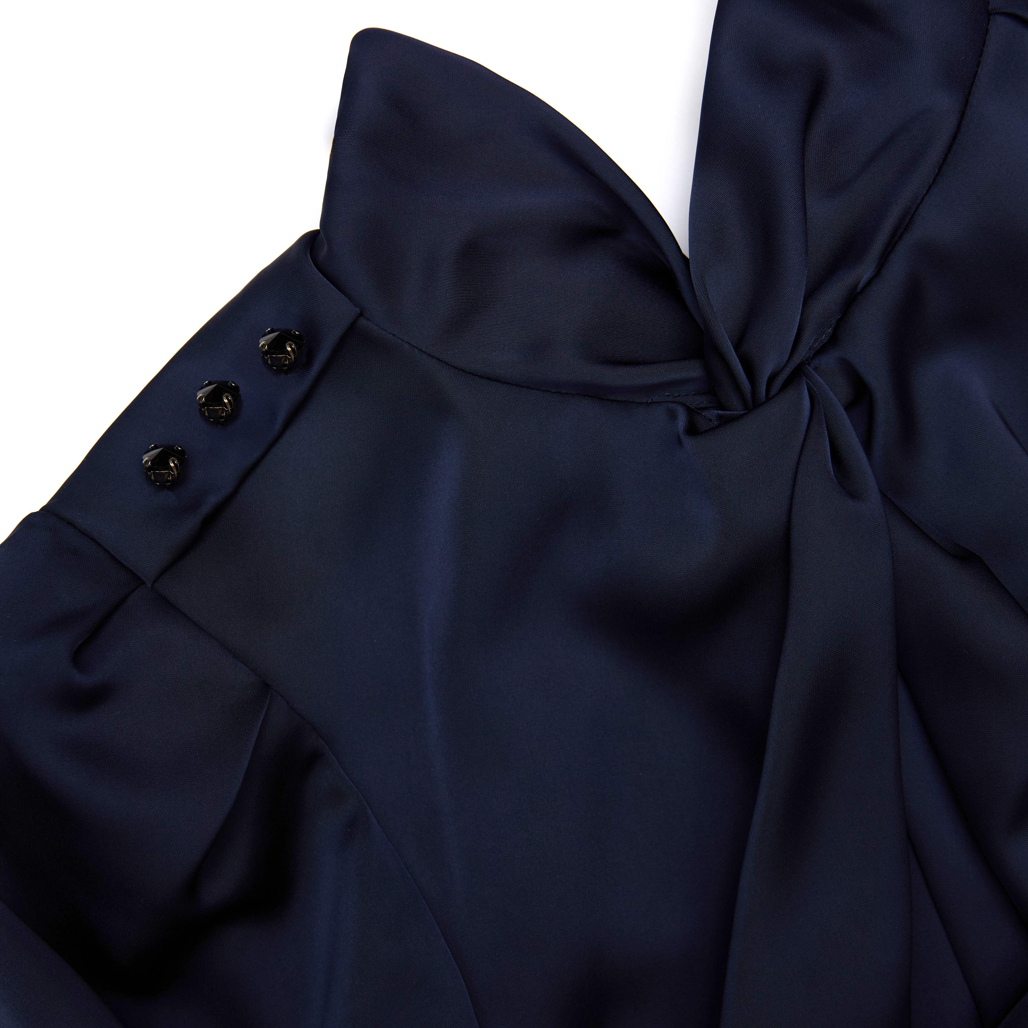 Navy Satin Midi Dress