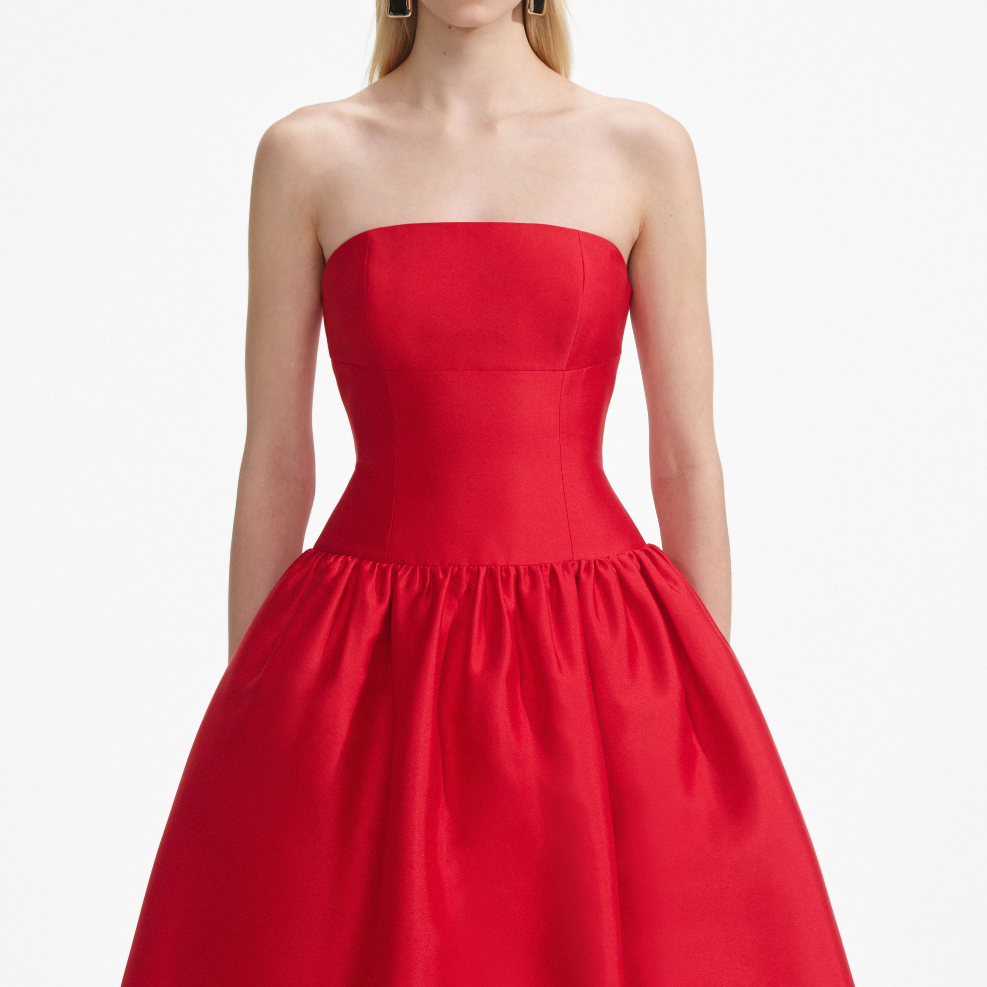 Red Taffeta Midi Dress