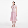 Pink Boucle Midi Dress