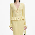 Yellow Knit Peplum Midi Dress