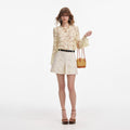 Yellow Lace Fluted Sleeve Top