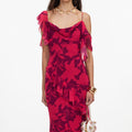 Pink Floral Ruffle Maxi Dress