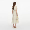 Yellow Chiffon Tiered Midi Dress