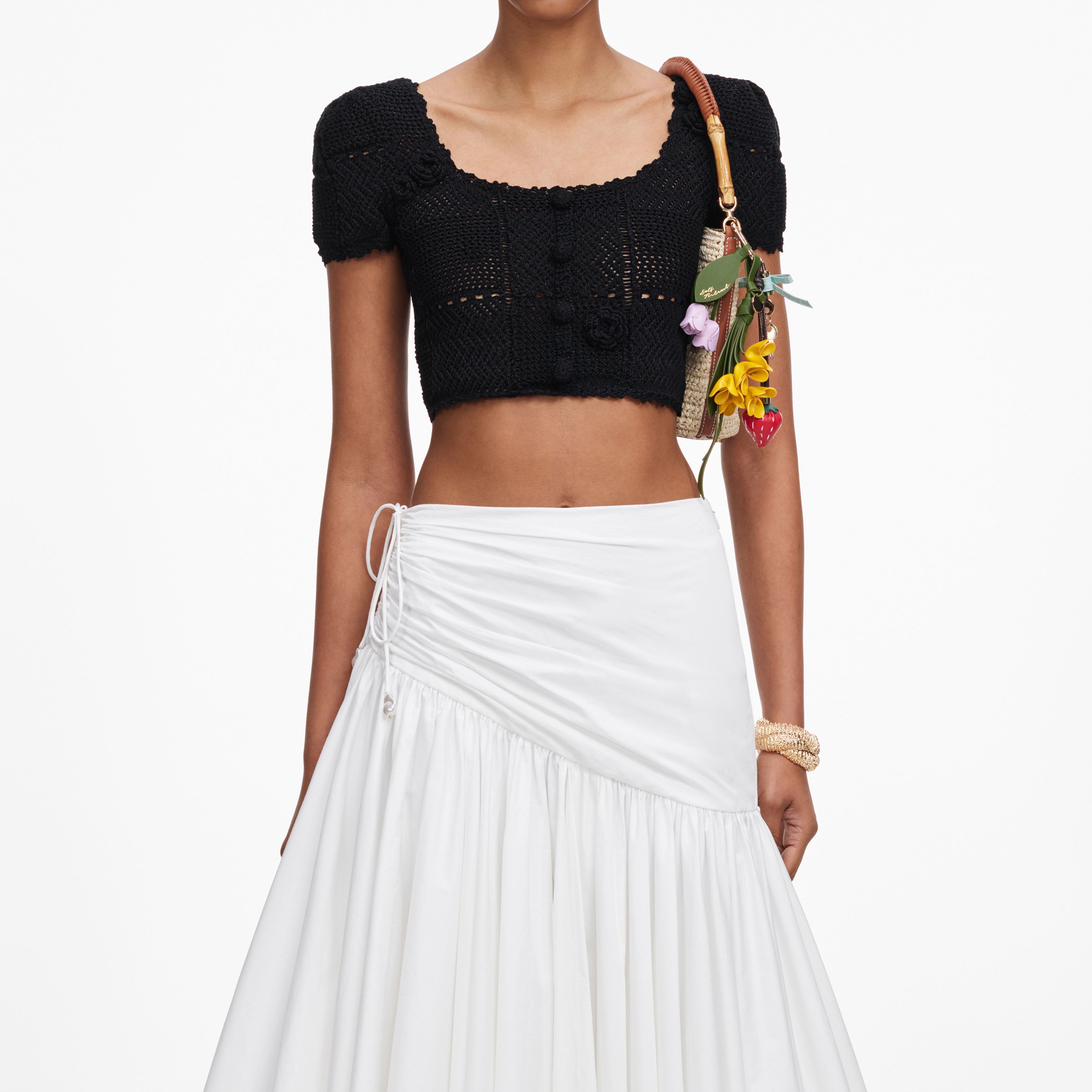 Black Crochet Knit Crop Top