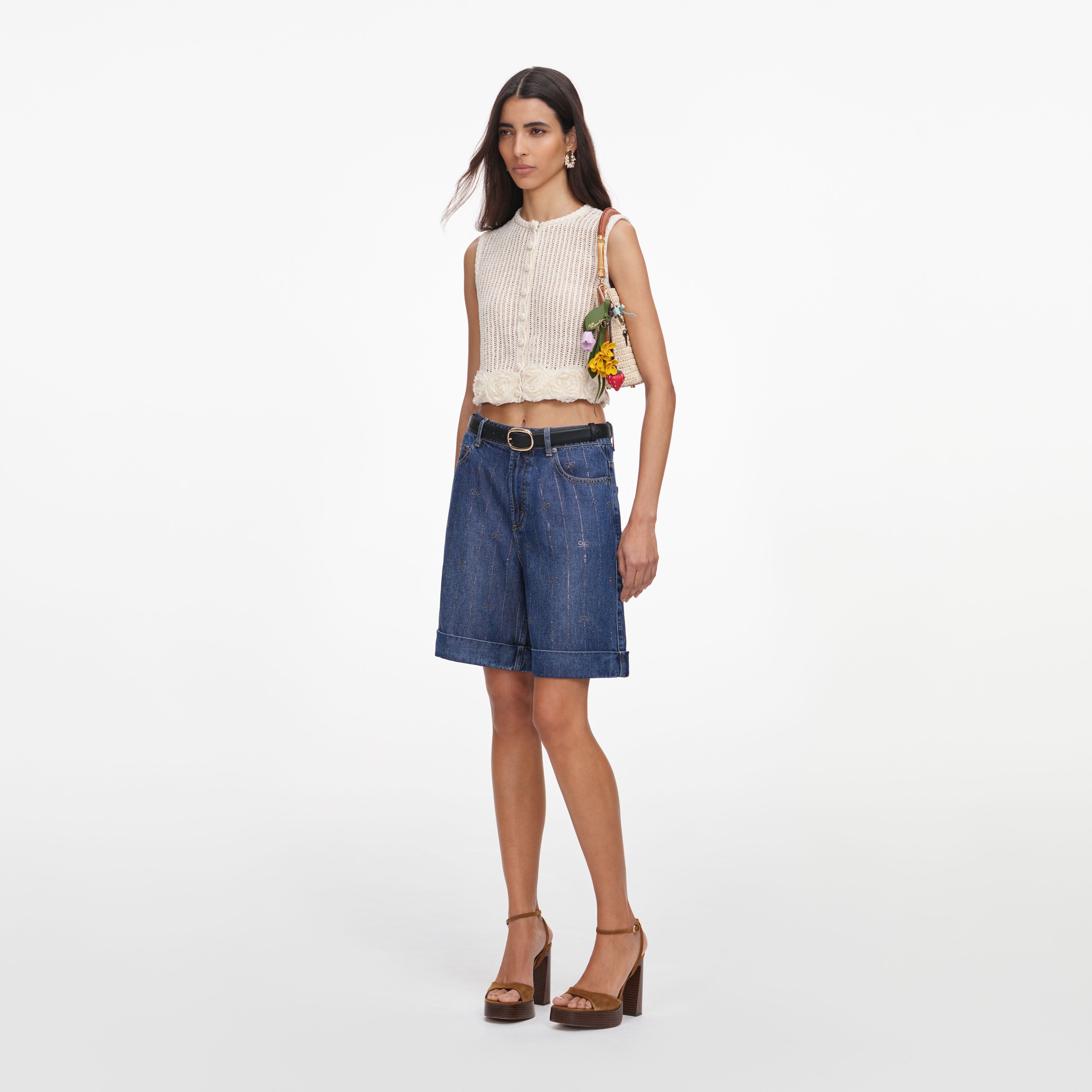 Cream Crochet Flower Knit Top