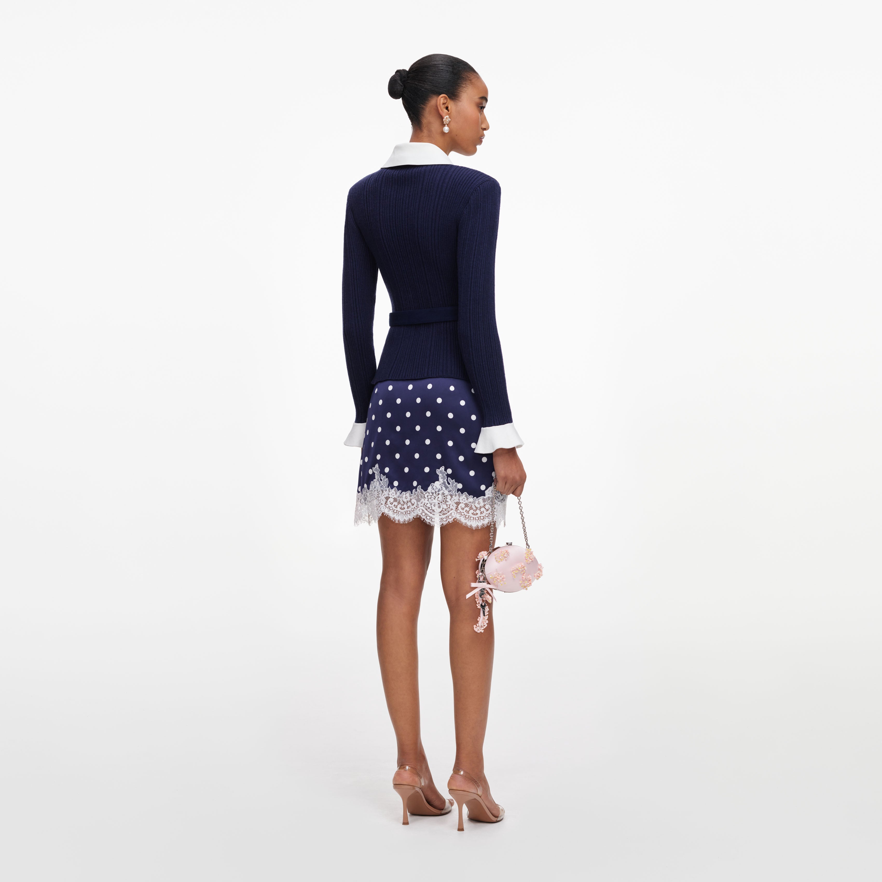 Navy Ribbed Knit Cardigan