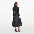 Grey Knit Twill Midi Dress