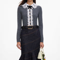 Grey Lace Collar Knit Cardigan