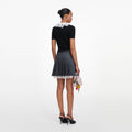 Black Knit Lace Collar Top