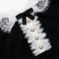 Black Knit Lace Collar Top