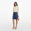Yellow Flower Embroidered Knit Cardigan