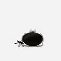Black Satin Oval Clutch