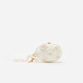 Cream Satin Floral Beaded Oval Clutch