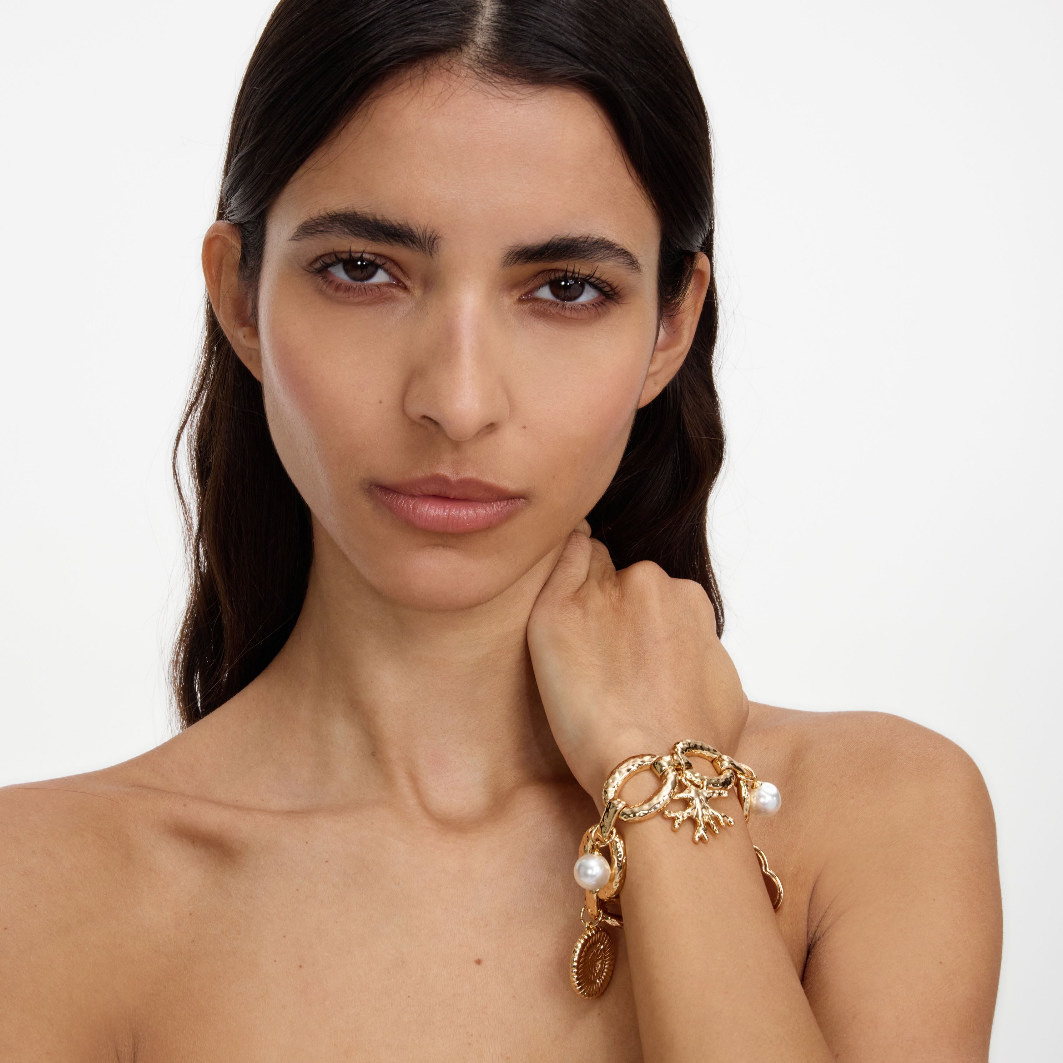 Gold Coral Charm Bracelet