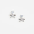Crystal Heart Bow Drop Earrings