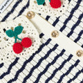 Cream And Navy Striped Knitted Cardigan