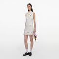 Cream Broderie Denim Mini Dress