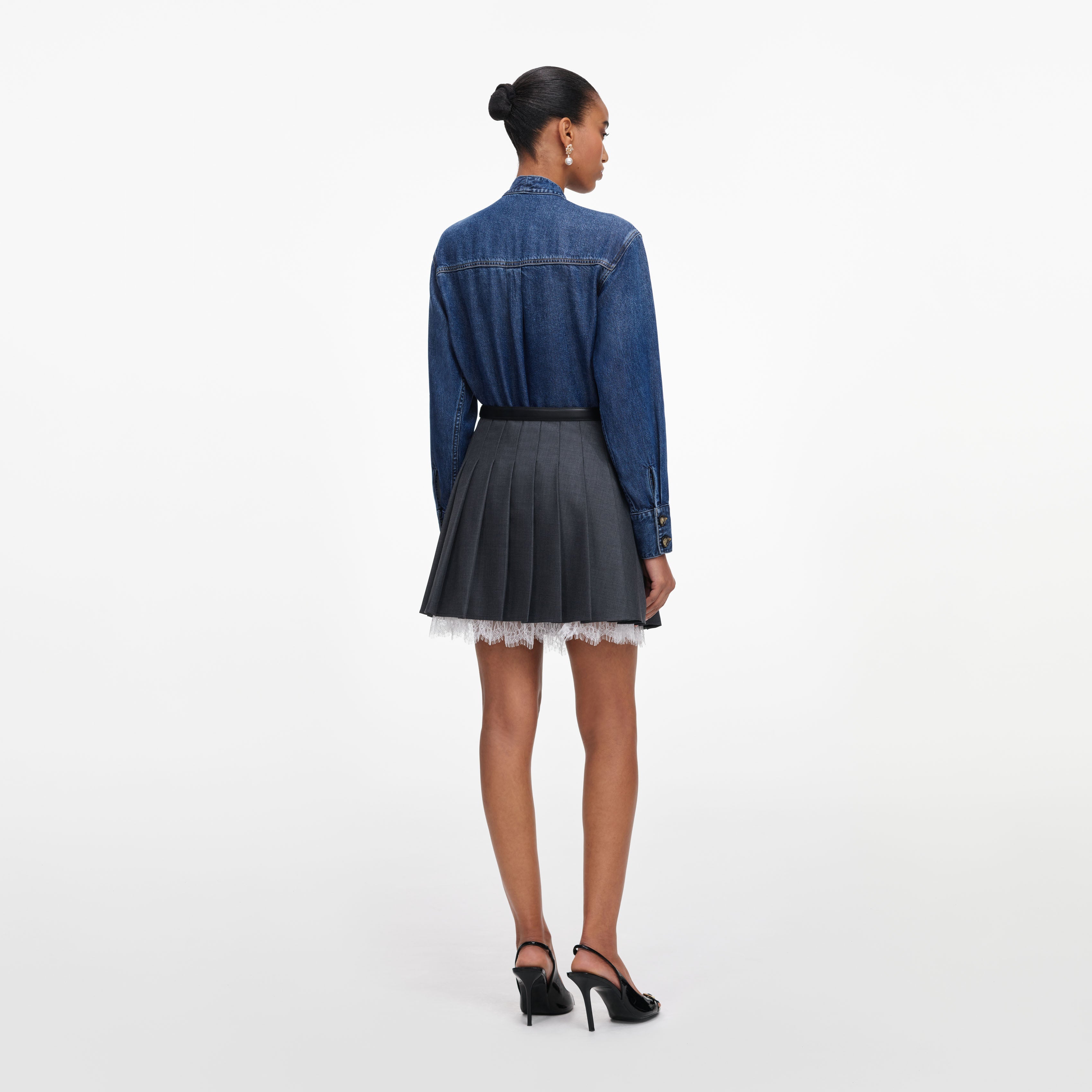 Denim Tie Neck Shirt