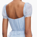 Blue Chiffon Short Sleeve Midi Dress