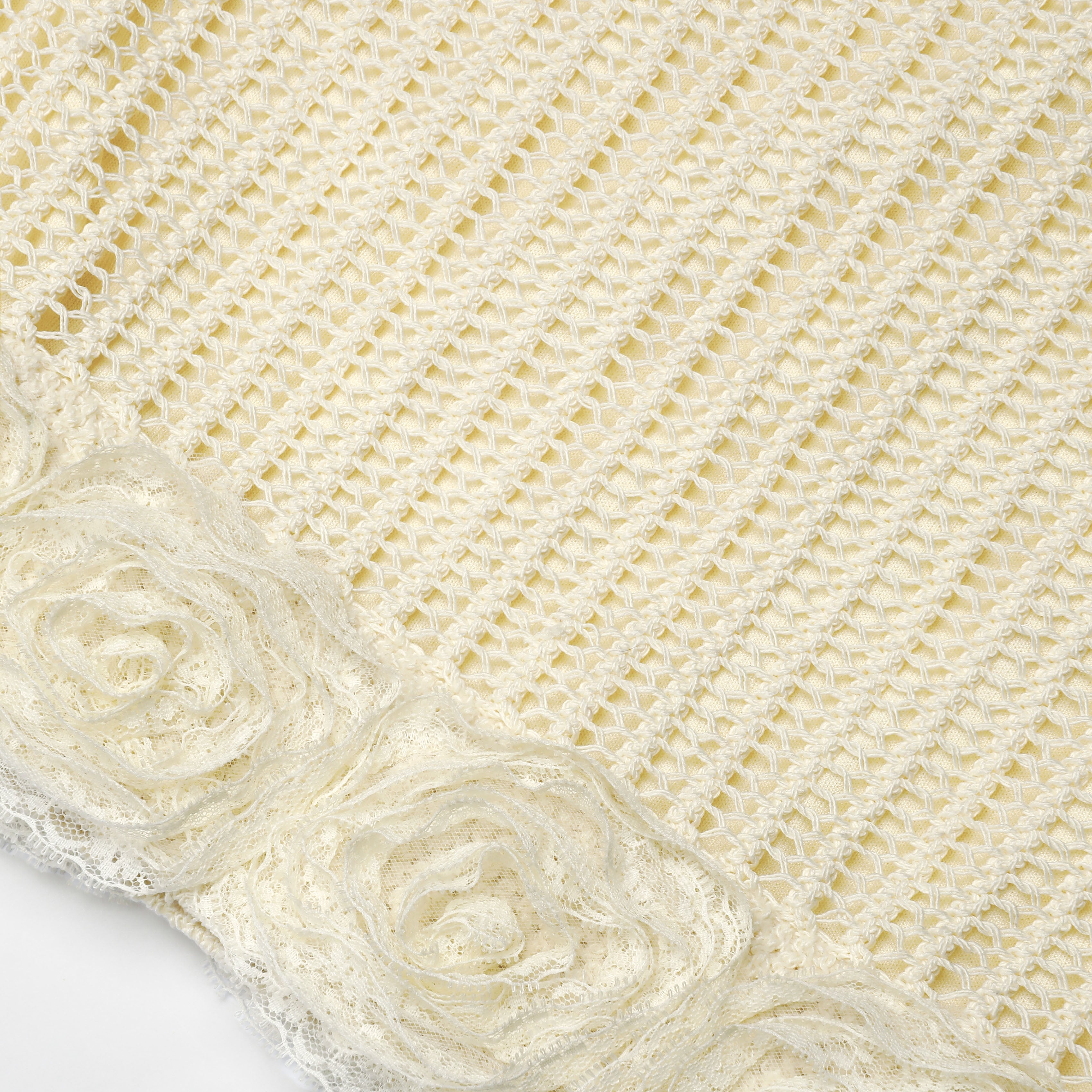 Yellow Crochet Flower Knit Mini Skirt