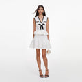 White Peplum Pointelle Knit Mini Dress