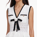 White Peplum Pointelle Knit Mini Dress
