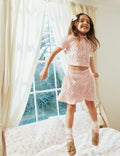 Pink Lace Bow Knit Skirt