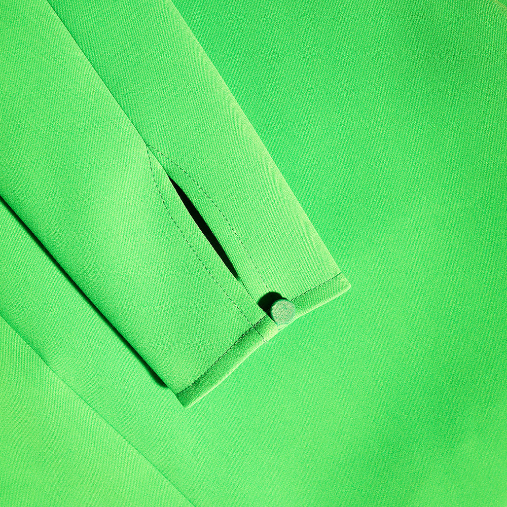 Green Crepe Rhinestone Detail Mini Dress