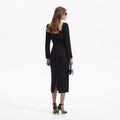 Black Diamante Bow Midi Dress