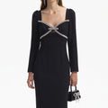 Black Diamante Bow Midi Dress