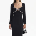 Black Diamante Bow Midi Dress