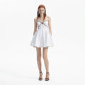 White Textured Diamante Mini Dress