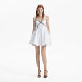 White Textured Diamante Mini Dress