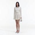 Cream Knit Floral Trim Cardigan