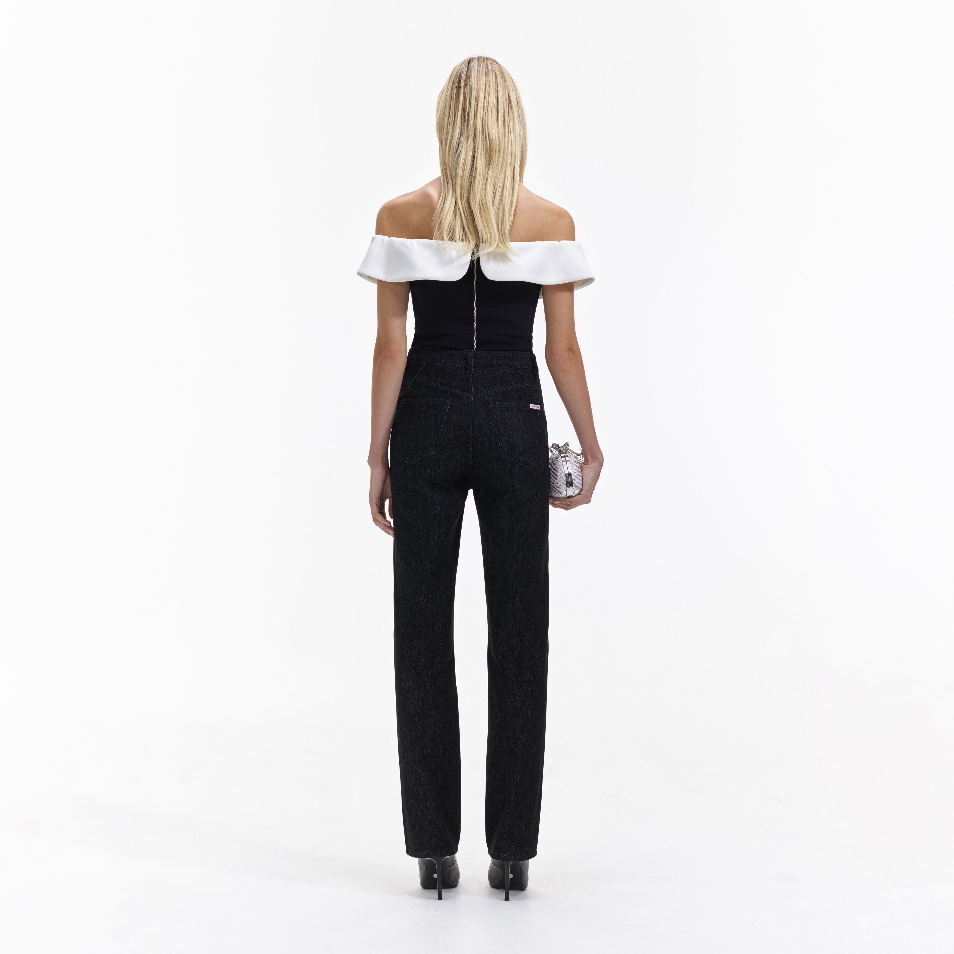 Black Crepe Bow Top