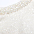 Cream Boucle Pearl Trim Mini Dress