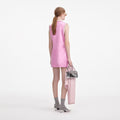 Pink Pearl Trim Satin Mini Dress